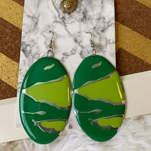 Green Metal Earrings